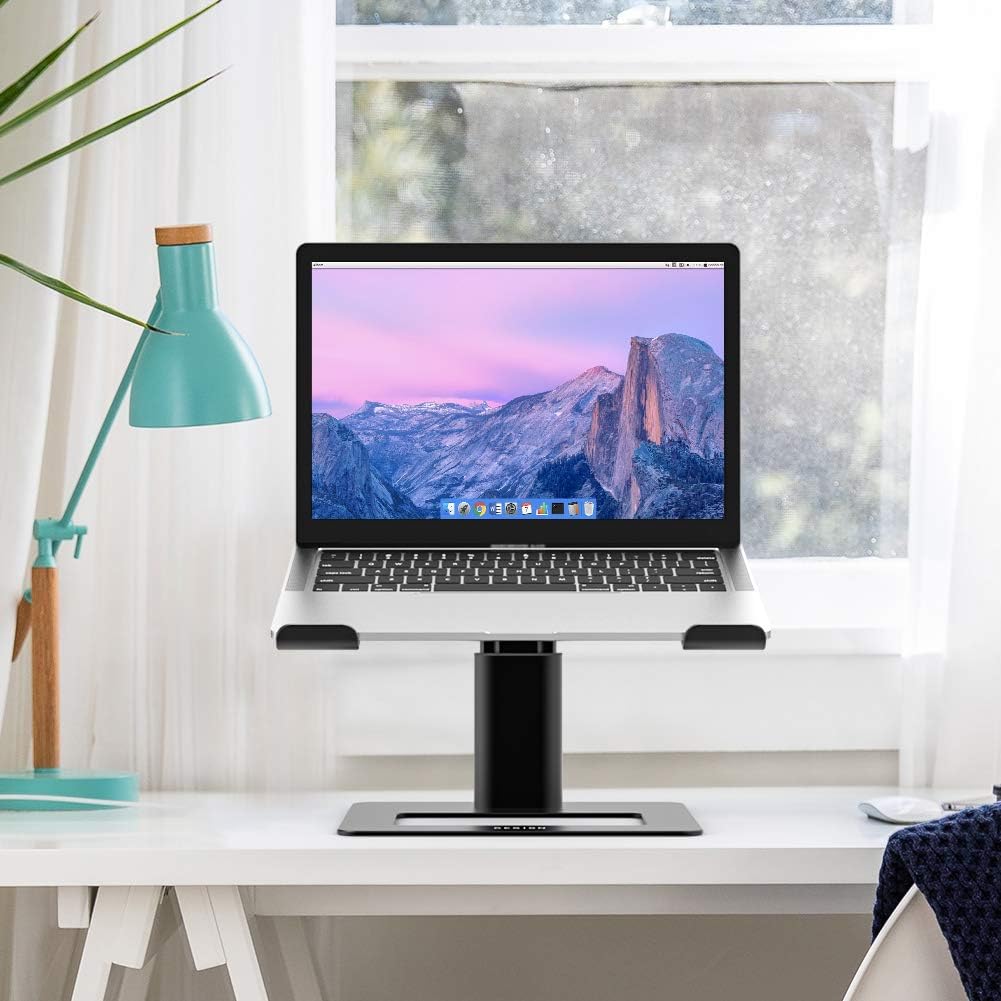 BESIGN Aluminum Laptop Stand, Ergonomic Adjustable Notebook Stand, Riser Holder Computer Stand Compatible with Air, Pro, Dell, HP, Lenovo More 10-15.6" Laptops (Black)