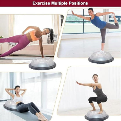 HPAMR Balance Ball Trainer Gym Ball Yoga Pilates Ball with Resistance Bands and Foot Pump Inflatable Yoga Ball Yoga Half Ball Yoga Aid for Home Gym Workouts, Loss Shaping