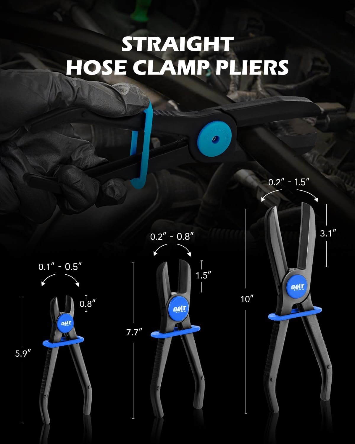 Orion Motor Tech 6-Piece Long Reach Hose Pinch Off Pliers Set for Flexible Brake, Fuel, Coolant Hoses Maintenance With Straight and 90° Options