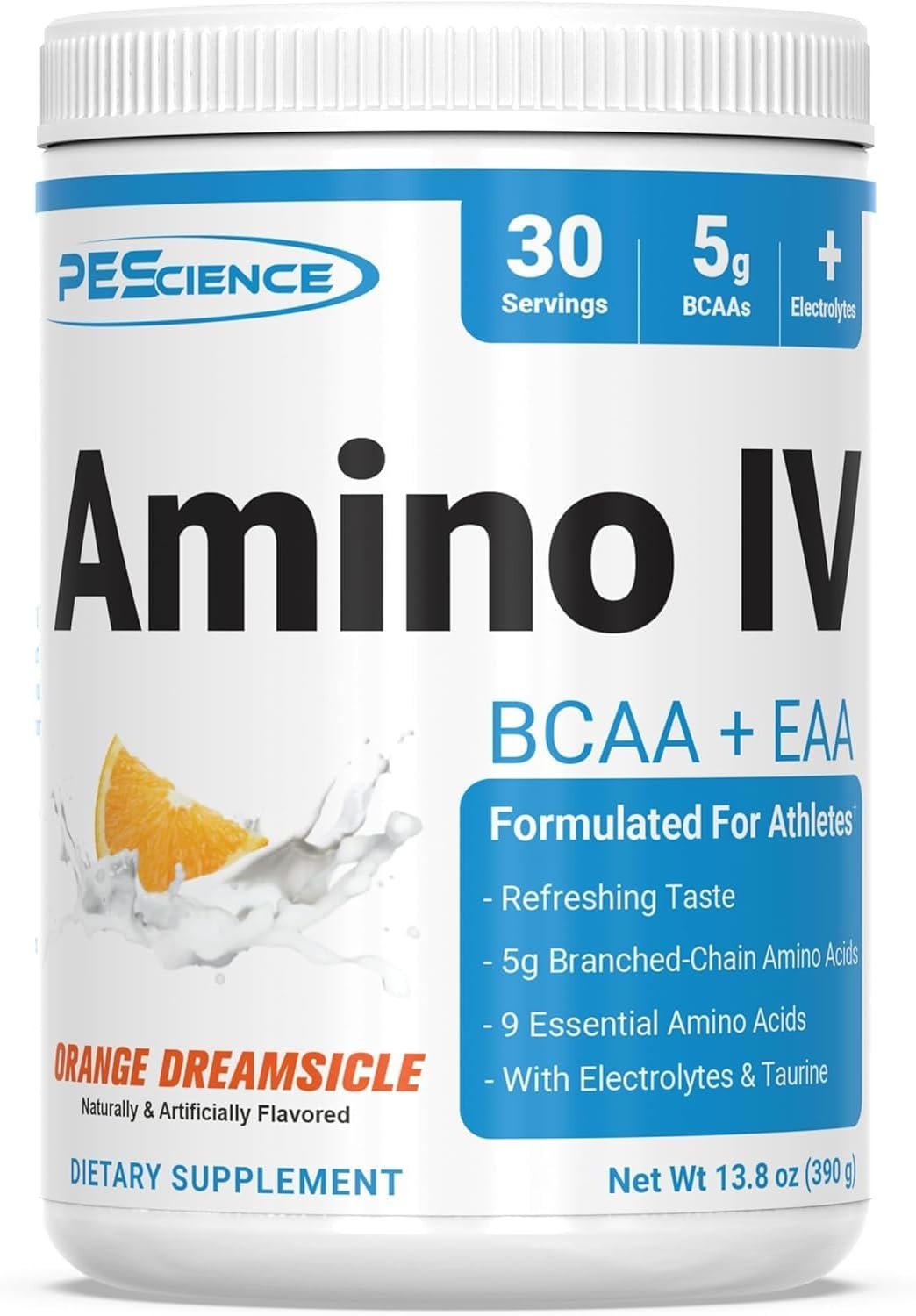 PEScience Amino IV, BCAA and EAA Powder with Electrolytes, 30 Servings, Orange Dreamsicle