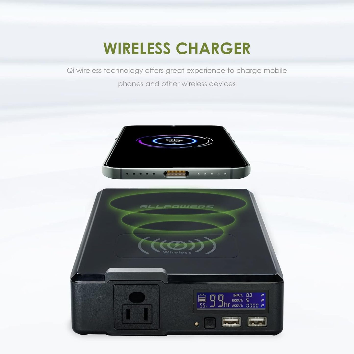 ALLPOWERS Portable Power Station 200W, 154Wh Outdoor Power Bank with AC Outlets USB Ports Wireless Charger, Portable Power Station for Laptop Phone Camera Tablet Camping Emergency