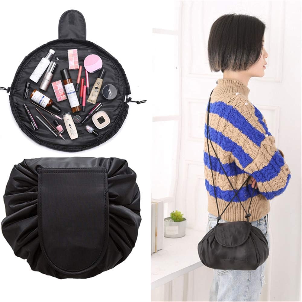 MUXItrade Cosmetic Bag, Beauty Case Make Up Bag, One-Step Organizer, Make Up Bag for Lazy Ladies, Black, Black