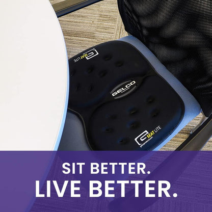GSeat LITE Travel Gel &Foam Cushion | Back Pain, Sciatica & Pressure Relief | Relieves Tailbone Discomfort, Promotes Healthy Posture| Ergonomic Comfort | Car, Commute, Airplane and Travel Comfort