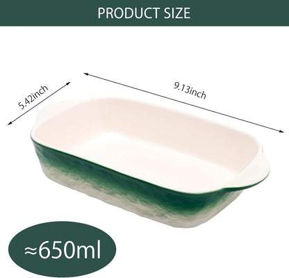 DAWRIS Casserole Dishes for Oven, 9x6" Ceramic Cookware Bakeware Sets, Porcelain Baking Dishes, Rectangular Lasagna Pans Deep with Handles for Baking Cake Kitchen, Oven Safe