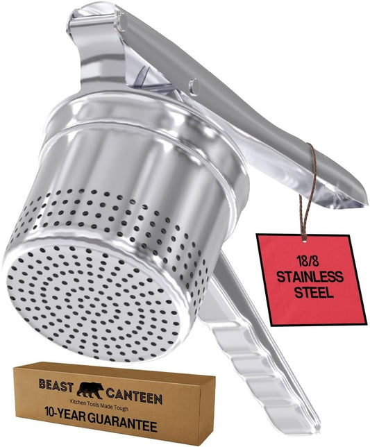 Beast Canteen Potato Ricer - 18/8 Stainless Steel, Silver, Professional Kitchen Tool, Press, Large Masher