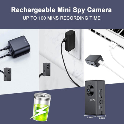 FUVISION No WiFi Security Camera,Mini Camera Surveillance,1080P Micro Camera,Small Camera 90 Minutes Battery,Portable Nanny Camera Motion Detect,24/7 Loop Record,Perfect for Home and Office Security