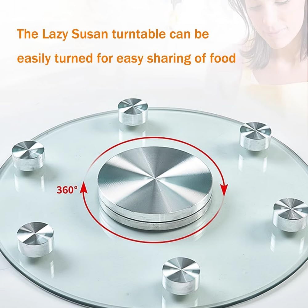 Tempered Glass Tabletop 360° Rotating Tray, 24" 28" 32" Large Serving Plate for Kitchen, Lazy Susan Dining Table Turntable(24inch/60cm)