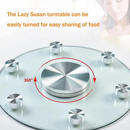 Tempered Glass Tabletop 360° Rotating Tray, 24" 28" 32" Large Serving Plate for Kitchen, Lazy Susan Dining Table Turntable(24inch/60cm)