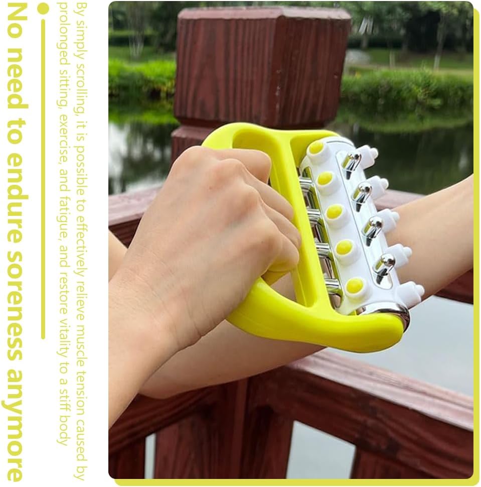 MOTRAIN Deep Tissue Massage Stick, Myofascial Release Tool for Muscle Pain Relief & Cellulite Reduction, Trigger Point Roller for Neck, Back & Legs (Yellow)