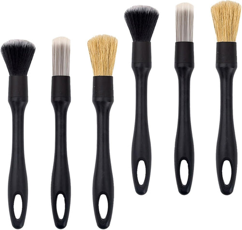 6 Pcs Car Detailing Brushes Set, Car Detail Cleaning Tool, Reusable Car Detailing Brush, Soft Auto Detailing Brush Kit Interchangeable Different Sized Car Brushes for Car Interior Exterior Wheels (6)