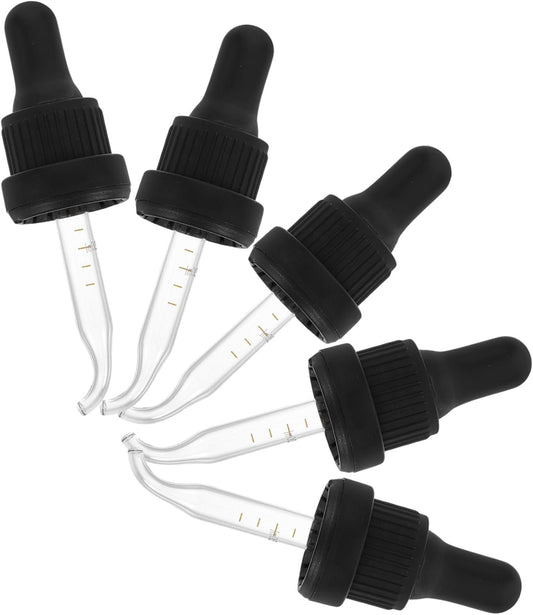 CALLARON 5pcs Graduated Perfume Oil Bottle Dropper Caps for Aromatherapy Essential Oil Dropper Tops with