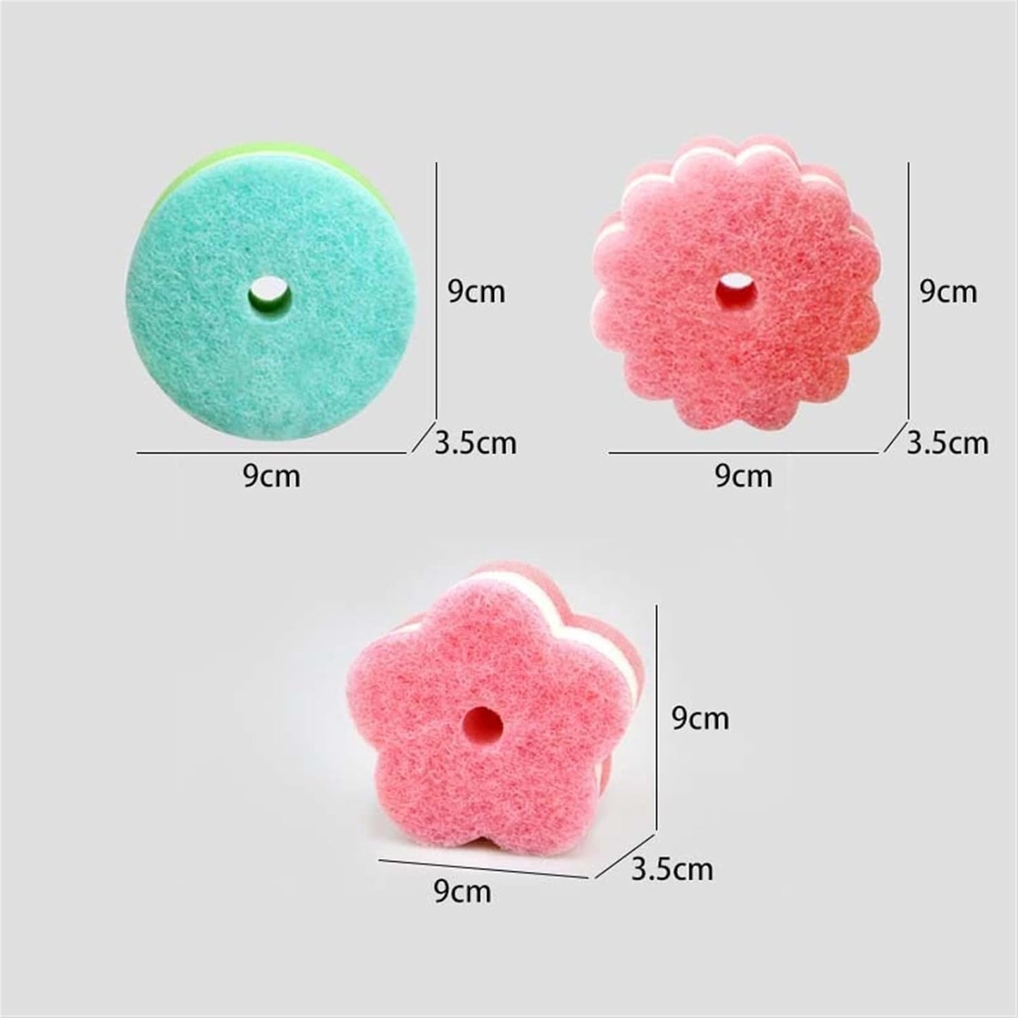 QTANZIQI Floral Home Cleaning Essential: Spugna per piatti a forma di fiore su entrambi i lati in vari colori