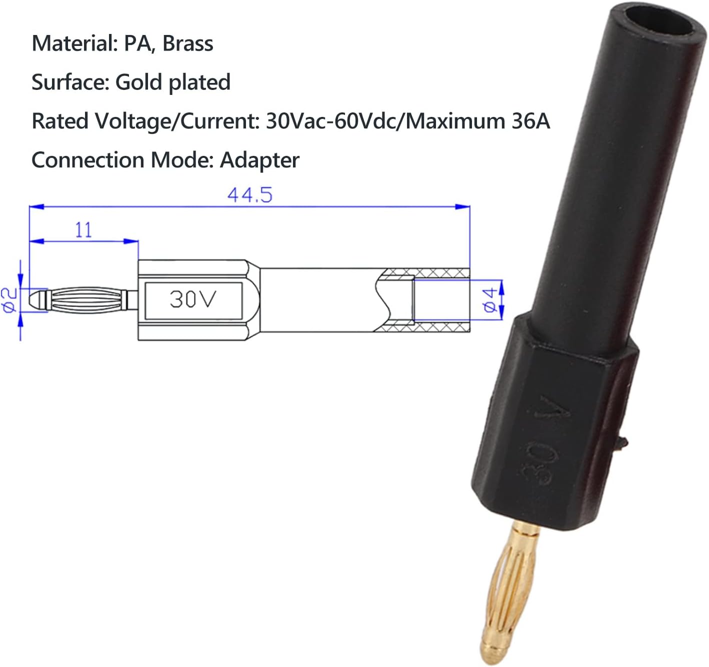 5 Set Banana Plug Adapter Banana Plugs for Speaker 2 mm Male to 4 mm Female Red Black Banana Connector Adapter for Electronic Instruments