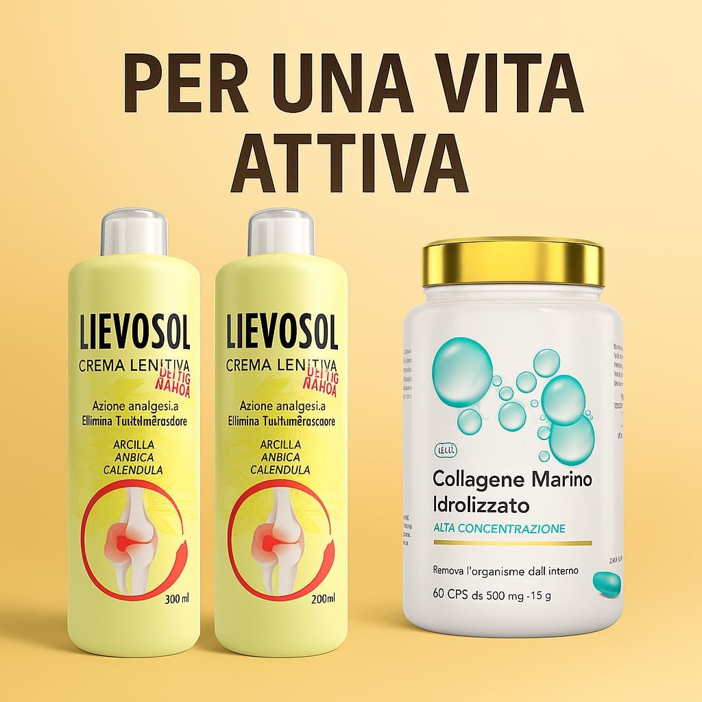 Marine Collagen with Hyaluronic Acid and Arnica Cream - Anti-Aging and Soothing Treatment with Lievosol and CL-38 - Deep Hydration, Skin Elasticity, Muscle and Joint Relief - 200ml
