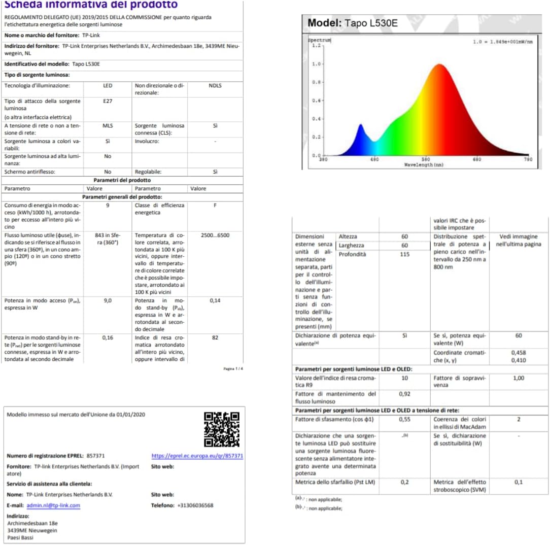 Tapo L530E WiFi Smart LED Light Bulb, E27, Compatible with Alexa and Google Home, 806 Lumens, 8.7W, No Hub Required, Remote Control via APP, 2 Pack