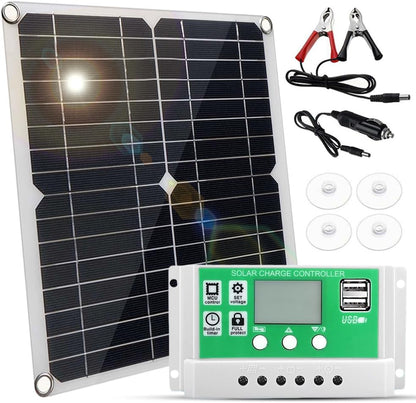 YUNFANG 20 Watt 12 Volt Solar Panel Kit Monocrystalline Solar Panel + 10A PWM Charge Controller + Battery Clips 22% High-Efficiency for RV Boats Trailer Off-Grid System Green 10A Controller