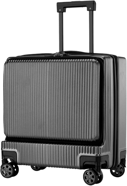 Travel and Bussiness Suitcases with Wheels Front Opening Carry On Luggage Security Combination Lock Boarding Travel Luggage Suitcase (Color : B, Size : 18in)