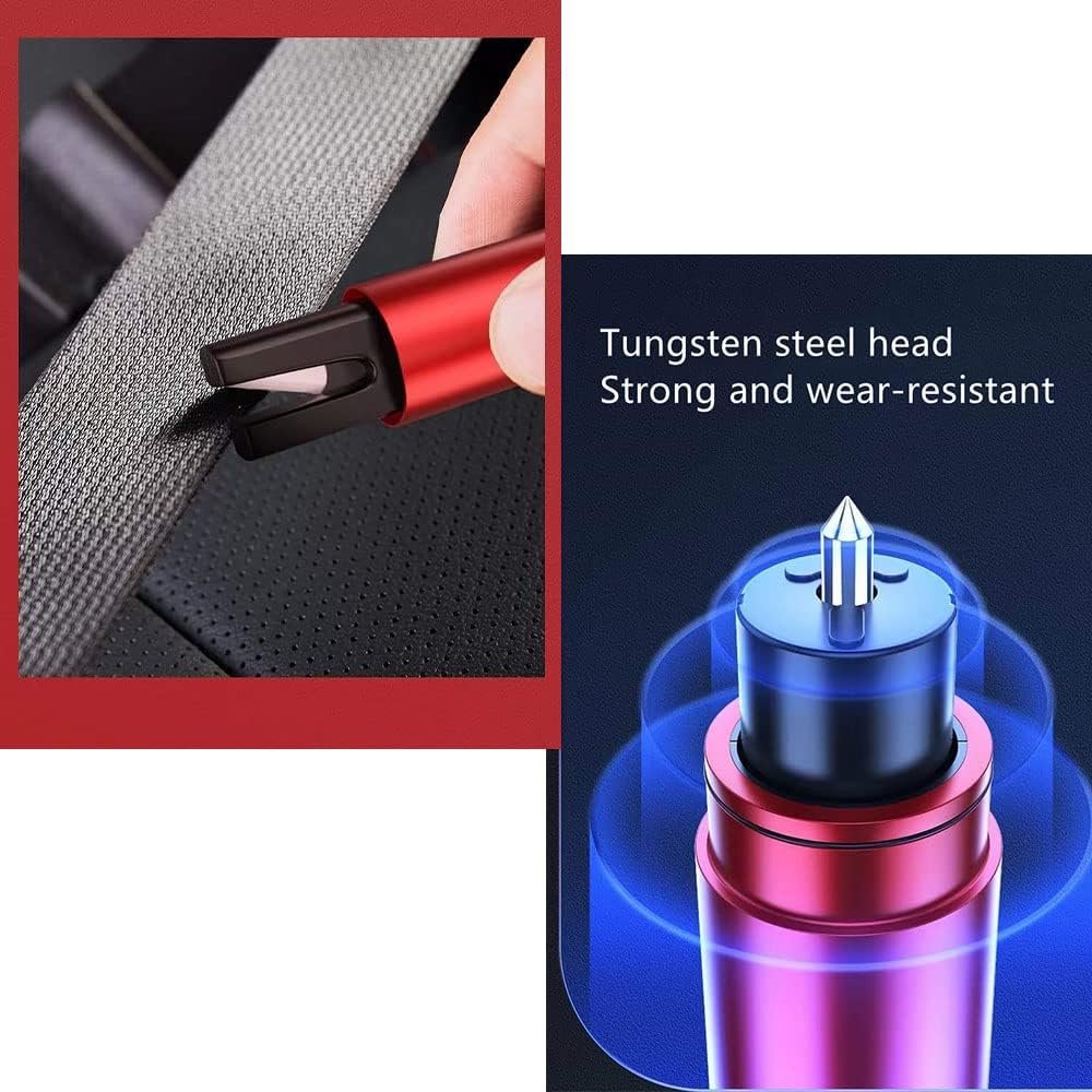 HHXS 2 Pack Car Safety Hammer Emergency Escape Tool One Second Window Breaker Seatbelt Cutter Glass Life-Saving Artifact-Red+Black