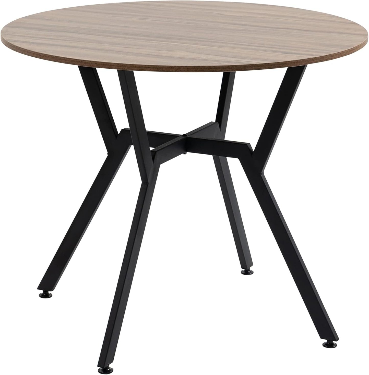 HOMCOM 35" Round Dining Table for 2, Modern Kitchen Table with Steel Frame for Living Room, Dining Room, Brown