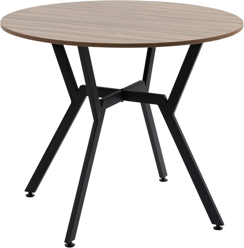 HOMCOM 35" Round Dining Table for 2, Modern Kitchen Table with Steel Frame for Living Room, Dining Room, Brown