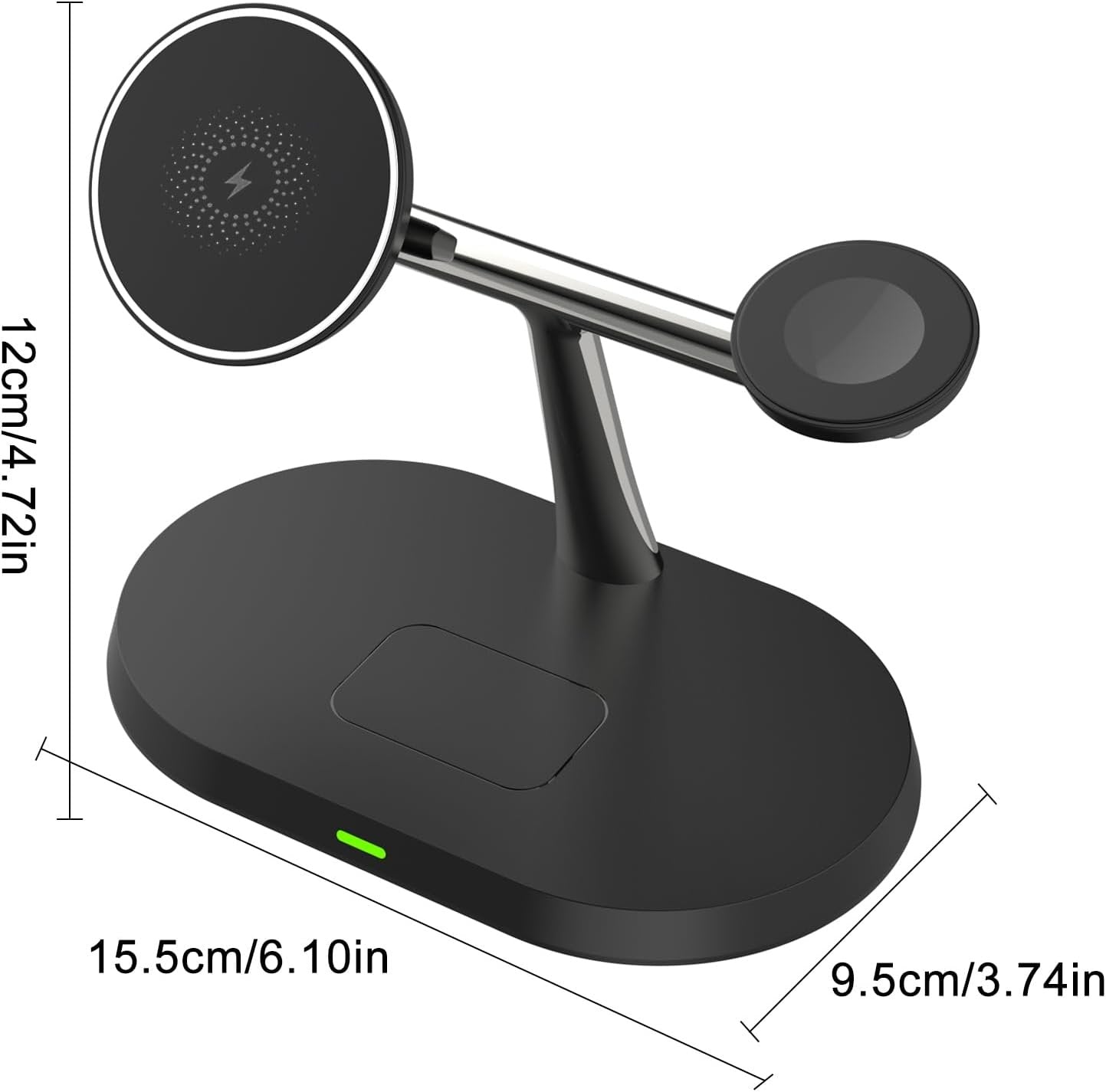 BUCKKO 3 in 1 Wireless Charging Station Compatible with Magsafe Qi | iPhone | iWatch |Airpod Charging Station| Fashion Desktop Devices Reliable Voltage Support 3X+ Devices (White W/O Night Light)