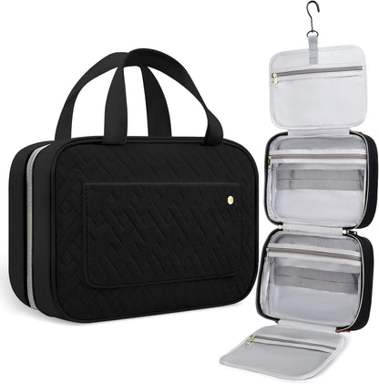AUMA Hanging Toiletry Bag, Large Capacity Travel Toiletry Cosmetic Bag, Multifunctional Travel Organizer for Women Travel Camping Outdoor-Black