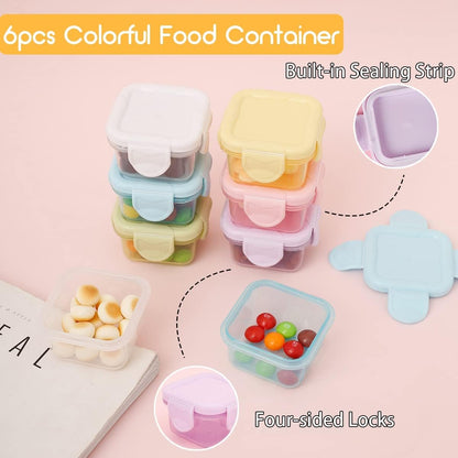6pcs Salad Dressing Containers to Go Small Plastic Condiment Container with Leak proof Lids 2oz Reusable Mini Food Storage Containers for Lunch Bento Box Picnic Travel