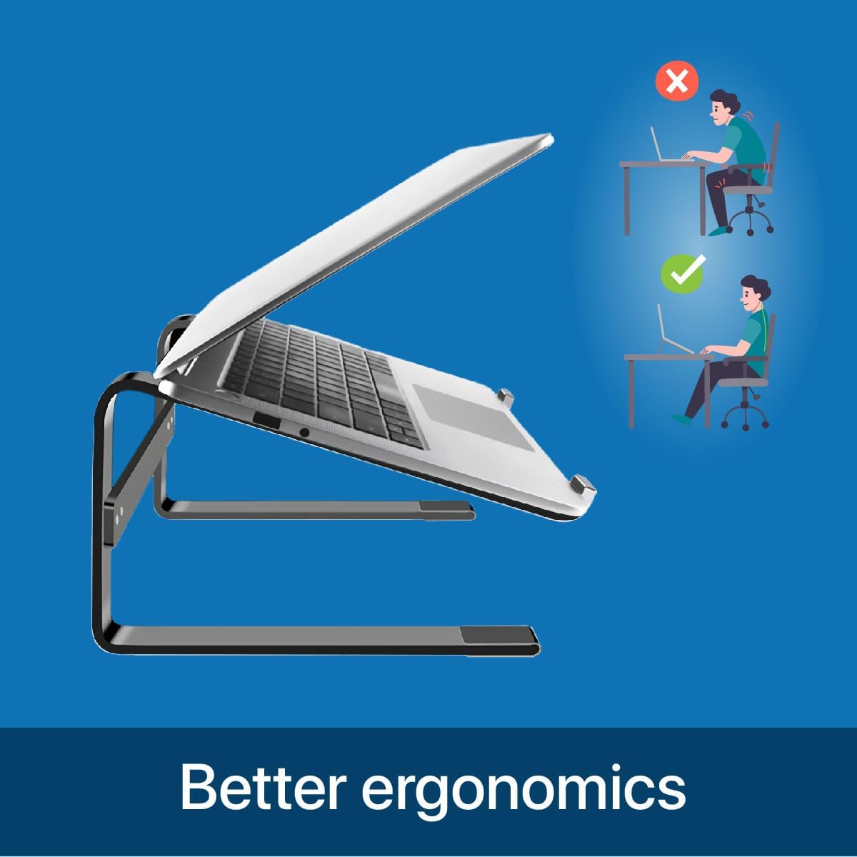 MMOBIEL Laptop Stand Tall - Riser 10 to 18 inches - Ventilated Laptop Holder Universal - Stand for Desk Compatible with MacBook, Notebook, ASUS and More - Incl. Tools - Black Aluminum