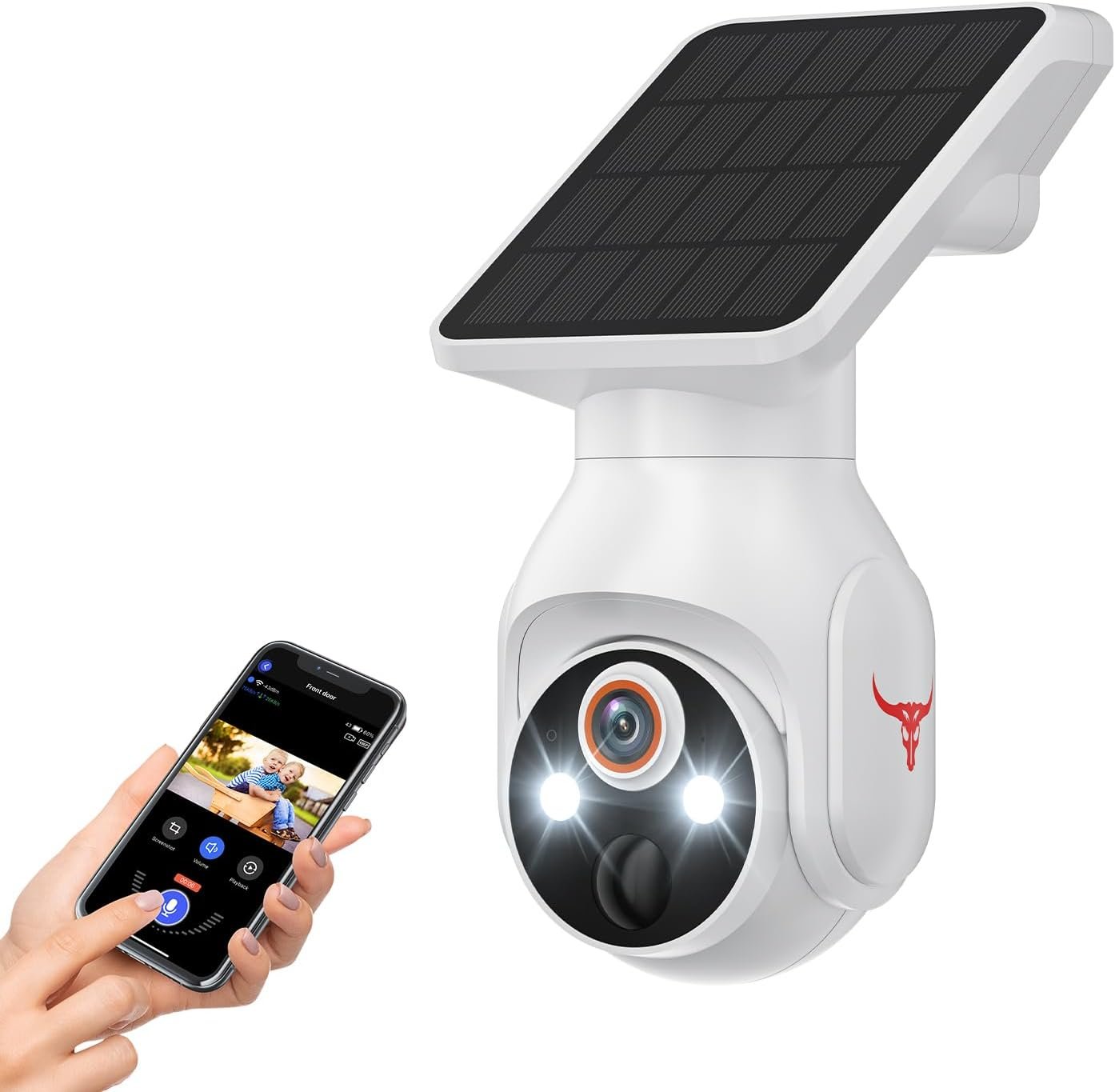 1080p WiFi Security Camera with Solar Panel, Battery Powered, Pan Tilt, AI Motion Detection, Night Vision, 2-Way Talk, IP65, Cloud Storage (Sold Separately), 2.4GHz WiFi Only