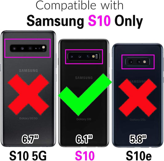 Asuwish Phone Case for Samsung Galaxy S10 with Tempered Glass Screen Protector Cover and Credit Card Holder Stand Slim Hybrid Cell Accessories Glaxay S 10 Edge Gaxaly 10S GS10 X10 Women Men Black