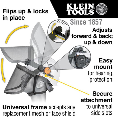 Klein Tools 60475 Safety Replacement Face Shield Frame, for Use with Safety Helmets, Cap Style and Full Brim Hard Hats