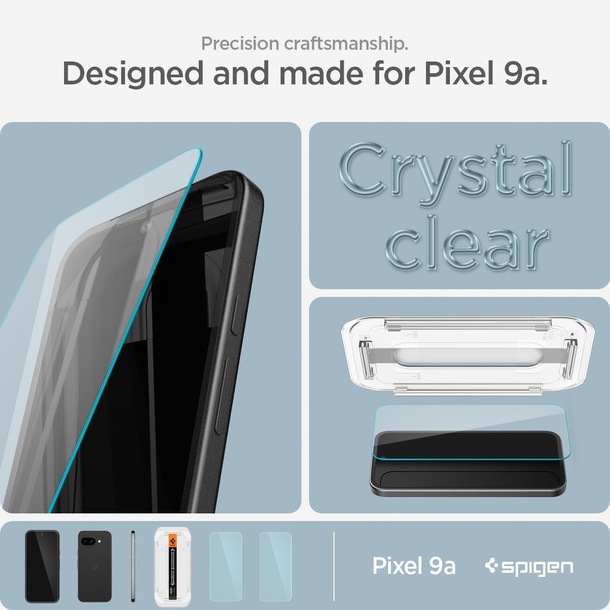 Spigen Tempered Glass Screen Protector [GlasTR EZ FIT] designed for Pixel 9a- 2 Pack