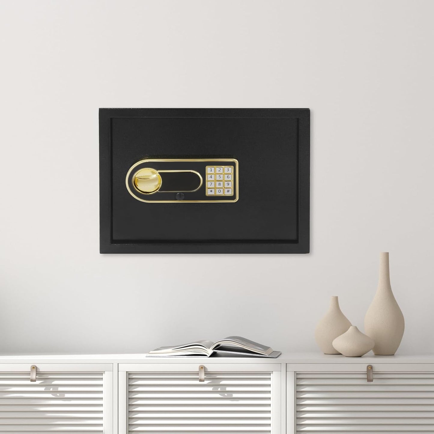 30L Safe Box with Smart Lighting, Small Value Safe with Digital Keyboard for Dormitory, Hotel, Office, Cash, Documents, Jewelry