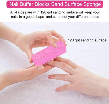 OVX Nail Files and Buffers, Professional Manicure Tools Kit with 6pcs Rectangular Art Care Buffer Block Tools and 6Pcs 100/180 Grit Double-sided Nail Files for Home or Salon Nail Art