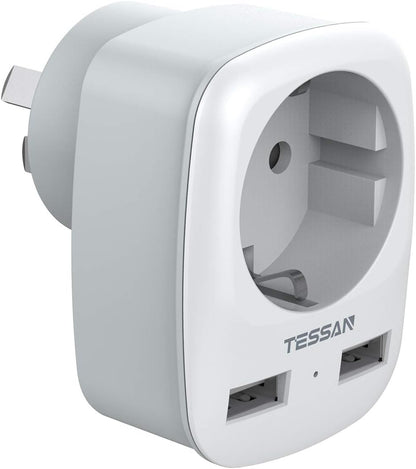 TESSAN Australia Travel Socket Adapter with 2 USB Travel Adapter for Australia China New Zealand Argentina