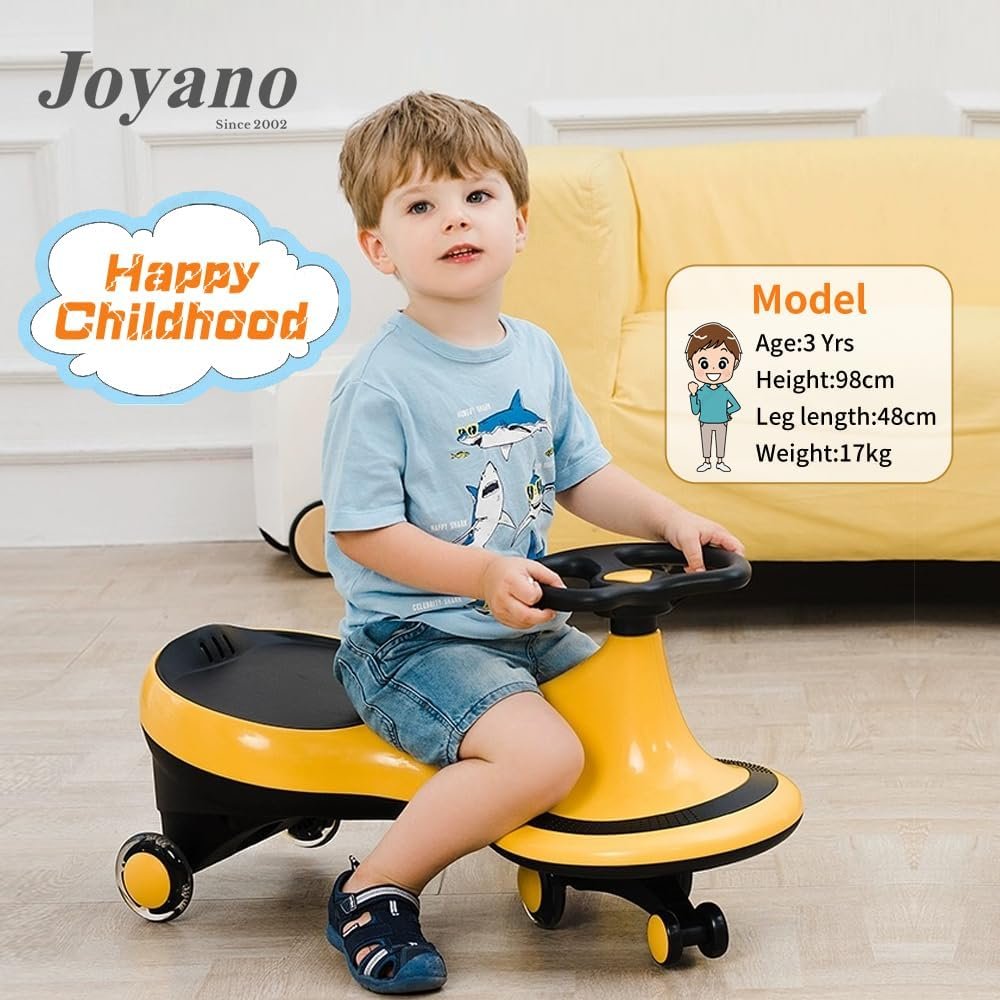 Joyano Swing Car, LED Flashing Wheels, Ride on Wiggle Car Boys and Girls, No Batteries, Gears or Pedals, Twist, Turn, Wiggle Movement to Steer, for Toddlers, Kids 3 Yrs and UP, 50kg/110lb (Blue)