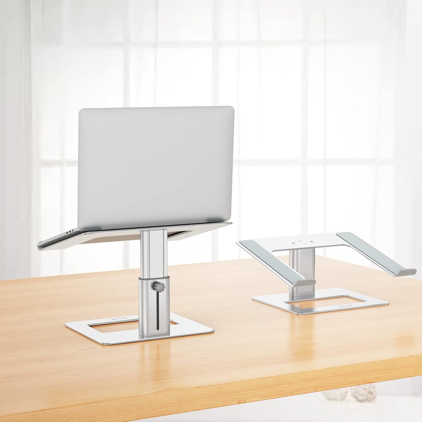 BESIGN Aluminum Laptop Stand, Ergonomic Adjustable Notebook Stand, Riser Holder Computer Stand Compatible with Air, Pro, Dell, HP, Lenovo More 10-15.6" Laptops (Silver)