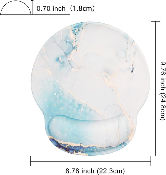 Ergonomic Mouse Pad with Wrist Rest,Small Gaming Gel Mousepad,Office Desk Accessories for Computer Laptop,Work from Home Essentials (Blue Marble)