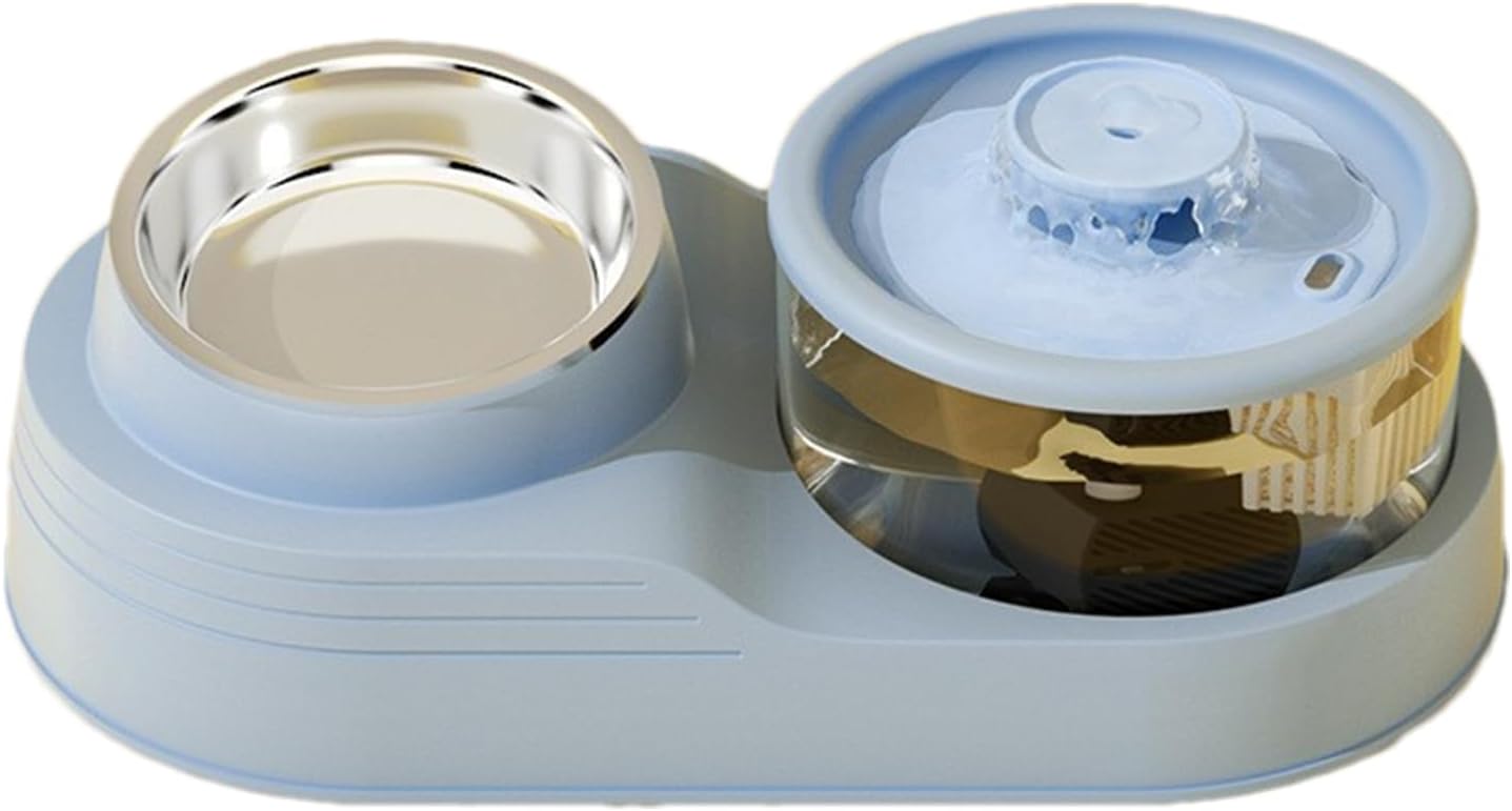Mangiatoia per gatti e distributore d'acqua | Alimentatore automatico per cani 2 in 1, design silenzioso, inclinabile cervicale, alimentazione e irrigazione forniture per lo svezzamento dei gattini