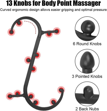 Trigger Point Massage Tool, Therapy Massager for Back & Neck, Shoulder Self Massage Hook, Myofascial Release Tool - Deep Muscle Massage Cane Stick