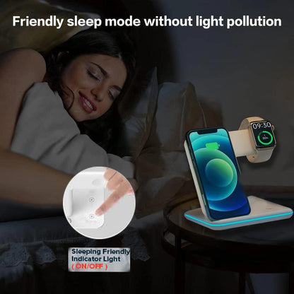 KIYOSAKI Wireless Charger, 3 in 1 Charging Station, Charging Dock for AirPods and AirPods Pro, Watch Stand for Apple Watch, Qi Fast Charging Stand for iPhone Samsung Galaxy and All Qi-Enabled Devices