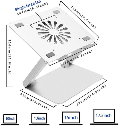 pishi Laptop Cooling Pad - Ergonomic Laptop Stand with Low Noise Fan and 3.0 USB Hubs, Ventilated Aluminium Laptop Cooler Prevent Overheating, Support Up to 17 inches Gaming Notebook | (Silver): N16-5