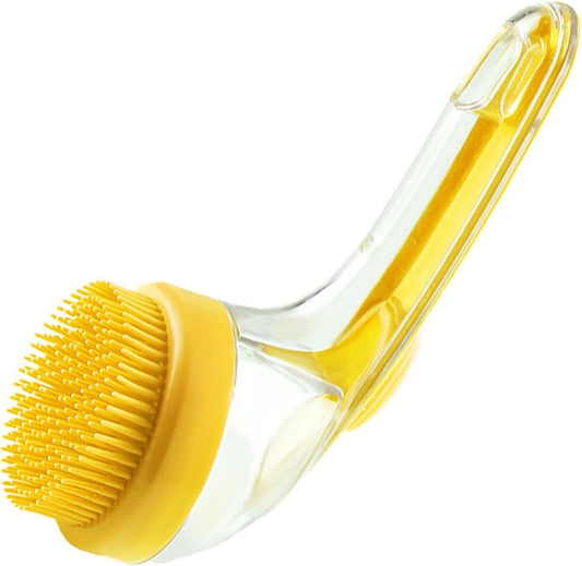Dog Bath Brush - Soft Silicone Bristles Long Handle Puppy Bath Brush with Soap Dispenser,Multi-function Dog Shampoo Scrubber Pet Grooming Brush for Bathing