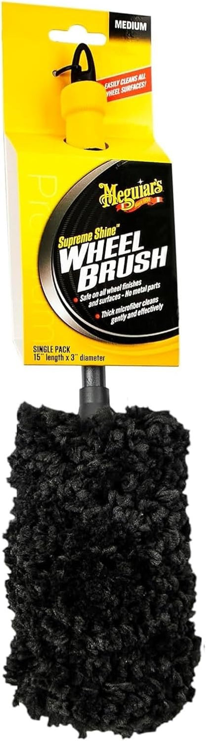 MEGUIAR'S X1902EU Microfibre Wheel Brush – Car Cleaning – Safe, Without Risk of Scratches, Durable Handle – Medium Size