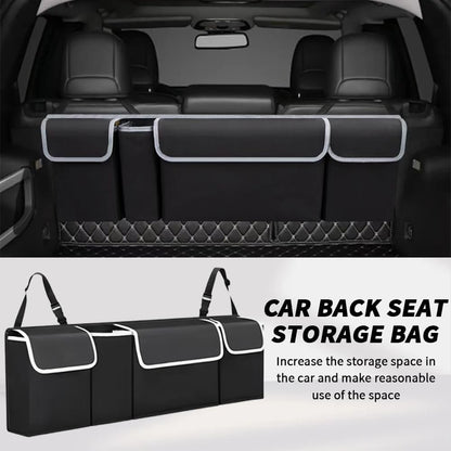 Car Trunk Organizer Storage with 4 Pockets, Collapsible and Waterproof Backseat Hanging Organizer, Car Interior Accessories for SUV, Truck, Van, Cargo