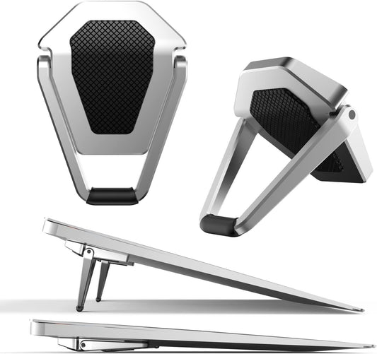 ZELMINE Laptop Stand for Desk, Portable Anti-Slip Keyboard Riser, Zinc Alloy Keyboard Stands, Computer Stand Compatible with MacBook Air/Pro, 10-15.6 Inches Laptops and Keyboards (Sliver)