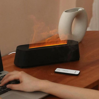 200ml Flame Essential Oil Diffuser, Flame Diffuser Humidifier with Remote, 7 Flame Colors & 3 Timer, Auto Shut Off Waterless Aromatherapy Diffuser for Home, Office, Bedroom, Spa