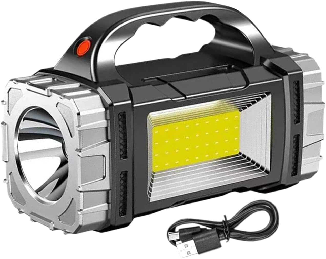 Generico Solar Flashlight, USB Rechargeable Waterproof Torch, Emergencies Power Bank, Rugged Outdoor Gear, Solar-Powered LEDs Light for Hiking, Camping, Survival, Travel, Work Situations