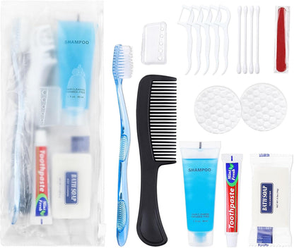 HQSLsund Basic Toiletry Kits, Individually Packed, Personal Hygiene Kit Bulk Homeless Care Package Supplies Travel Size Toiletry Kit for Men Women Charity Reusable Toiletry Bag (Pack of 10)