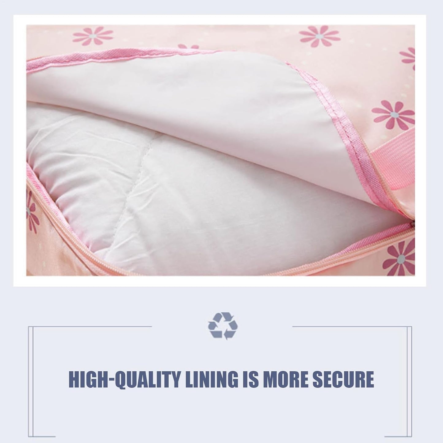Storage Bags, Waterproof Foldable Zippered Organizer, Oxford Cloth Pvc Handbag for Bedding, Blankets, Dorm, Moving, Closet Storage, 21.7x13x7.9 Inches, Pink, Navy Blue